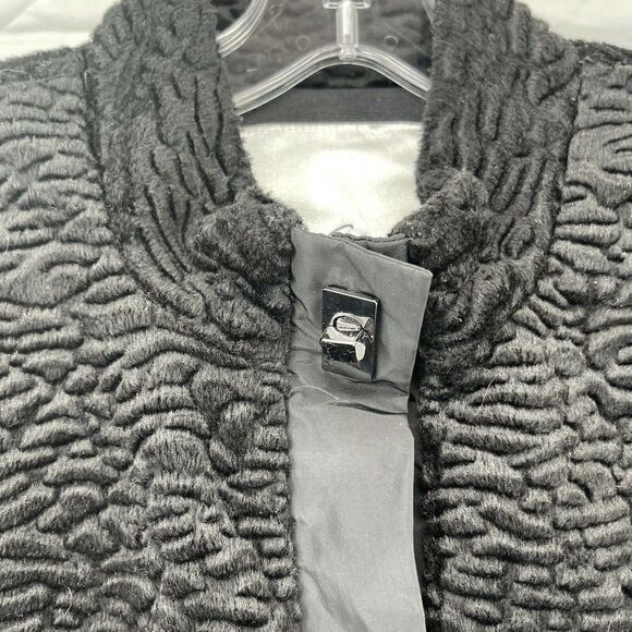 Carol Anderson By Invitation Black Faux Fur Jacket Size S Turn Lock Classic Chic - Picture 5 of 12